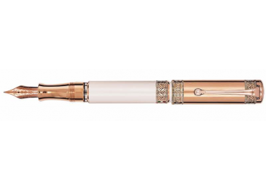 Aurora Dante Paradiso with White lacquer. Rose gold plated grip section and metal cap. 18 Kt. Fountain Pen