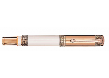 Aurora Dante Paradiso with White lacquer. Rose gold plated grip section and metal cap. 18 Kt. Fountain Pen 2