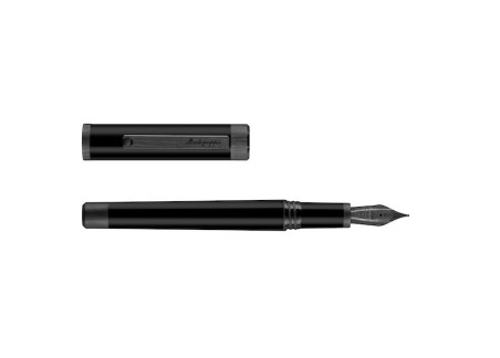 Montegrappa Zero Ultra Black IP, Plumín Acero Inoxidable Estilográfica