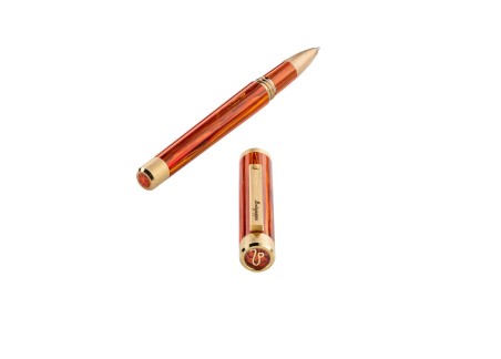 Zero Zodiac Leo, Yellow Gold IP 14k Steel, Rollerball Pen
