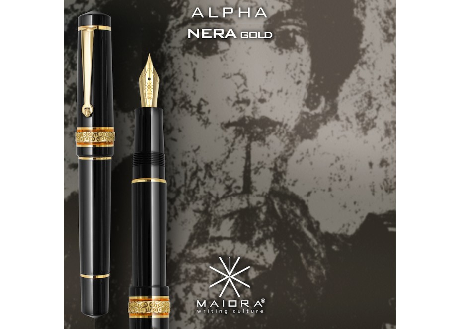 Maiora Alpha Nera Gold Fountain Pen Fontana Penna fontanapenna.com