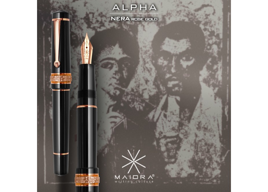 Maiora Alpha Nera Rose Gold Fountain Pen Fontana Penna fontanapenna.com