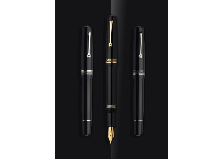 Leonardo Officina Italiana Momento Magico Glossy Black Silver Fountain Pen Fontana Penna fontanapenna.com