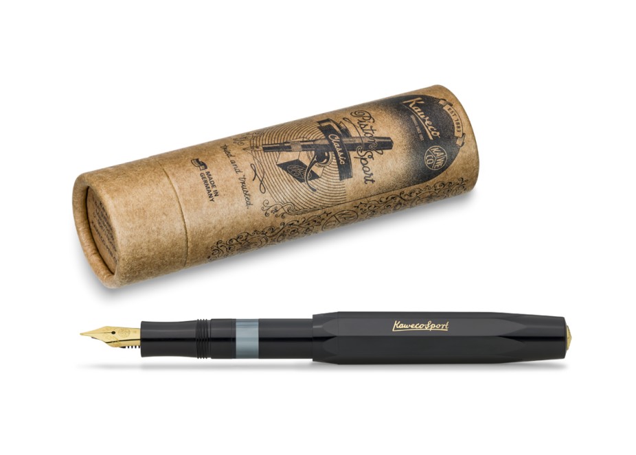 Kaweco Piston Sport Classic Black/Gold Fountain Pen Fontana Penna fontanapenna.com