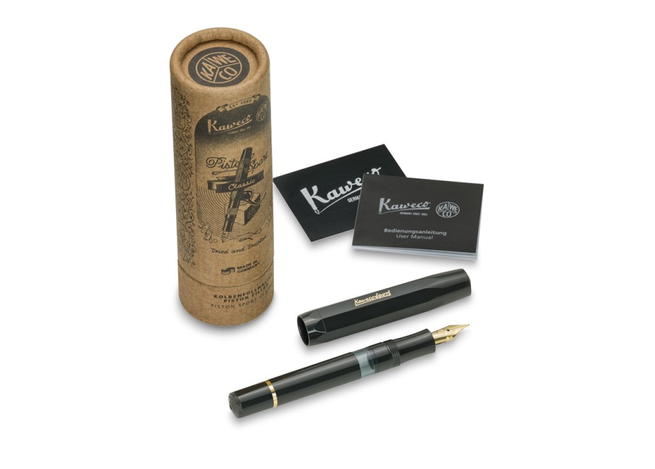 Kaweco Piston Sport Classic Black/Gold Fountain Pen Fontana Penna fontanapenna.com