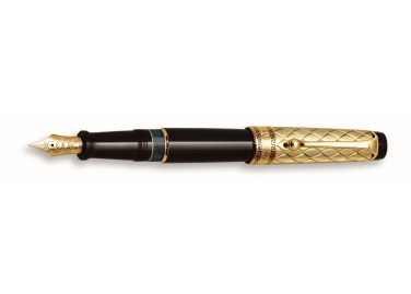 Aurora Optima Riflessi Gold Cap & Resin Black Barrel Fountain pen