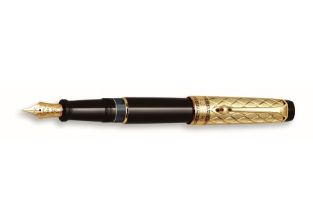 Optima Riflessi Gold Cap & Resin Black Barrel Fountain pen