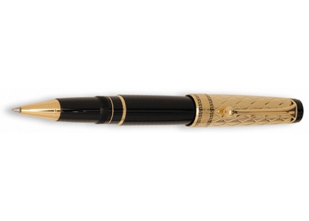 Optima Riflessi Gold Cap & Resin Black Barrel Rollerball Pen