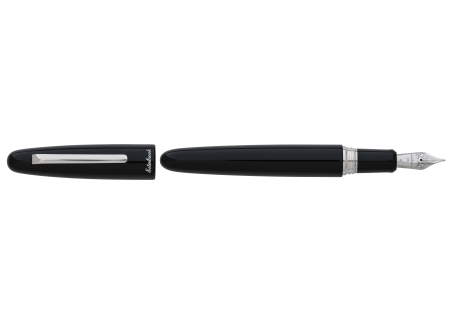 Estie OS "Oversized" E166 Ebony Black Silver Trims Fountain Pen