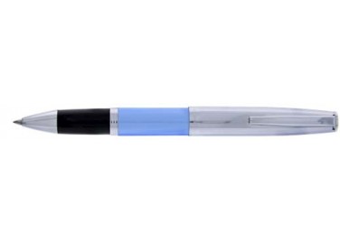 Duocart Chrome Plated Cap, Barrel in Light Blue Rollerball Pen