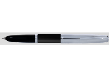 Aurora Duocart Chrome Steel Hooded Nib Black Fontain Pen