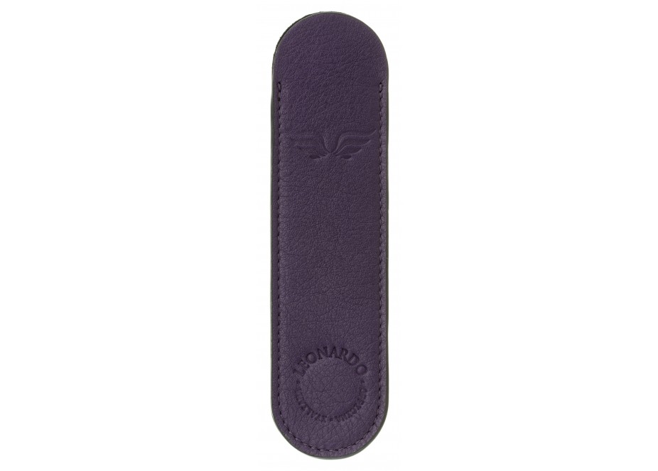 Leonardo Officina Italiana Violet Leather Pen Holder