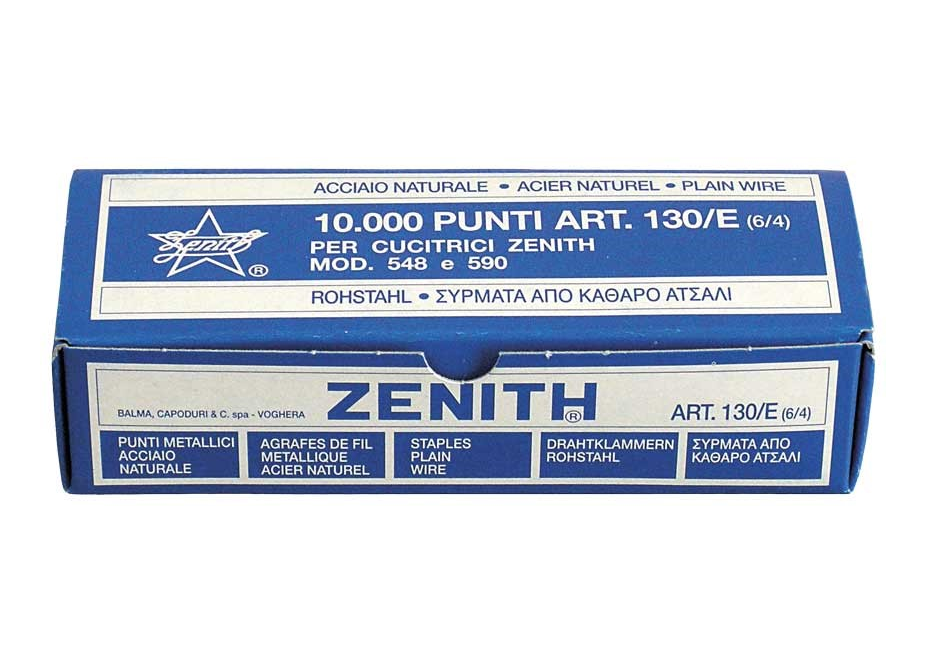10 BOXES OF 1000 STAPLES ZENITH 6/4 STEEL 4 MM